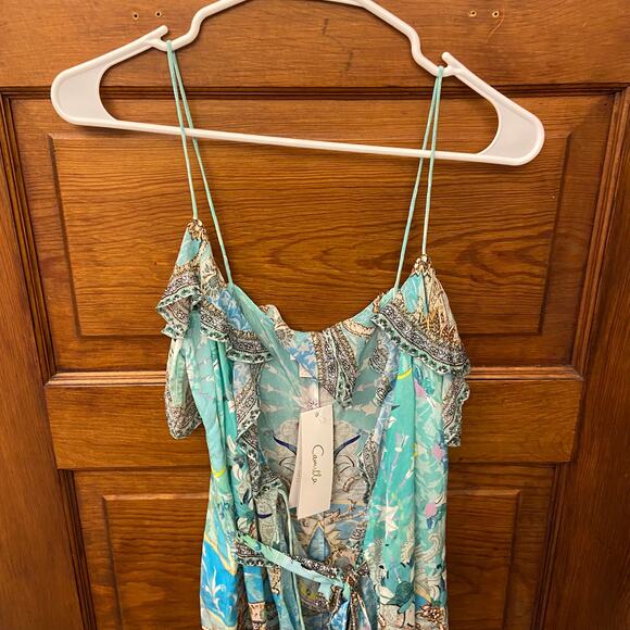 Camilla Long Wrap Dress w/ Frill Turn Back Time size XS Blue $749 NWT's - Picture 4 of 16